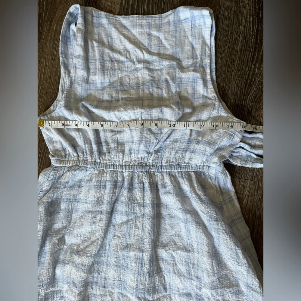 Love, white size xsmall blue plaid tie front dress - Picture 8 of 11